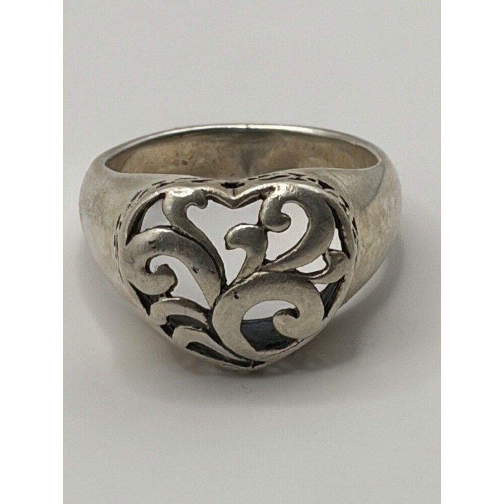 Vintage Sterling Silver 925 Heart Style Ring Size 9